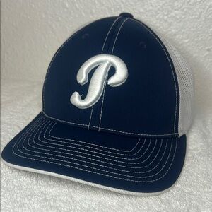 Navy and White Baseball Cap with embroidered “P”
